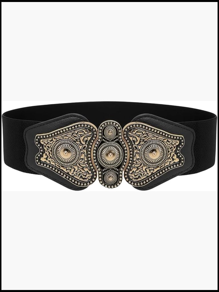 Wide Elastic Stretch Vintage Antique Retro Buckle Belt